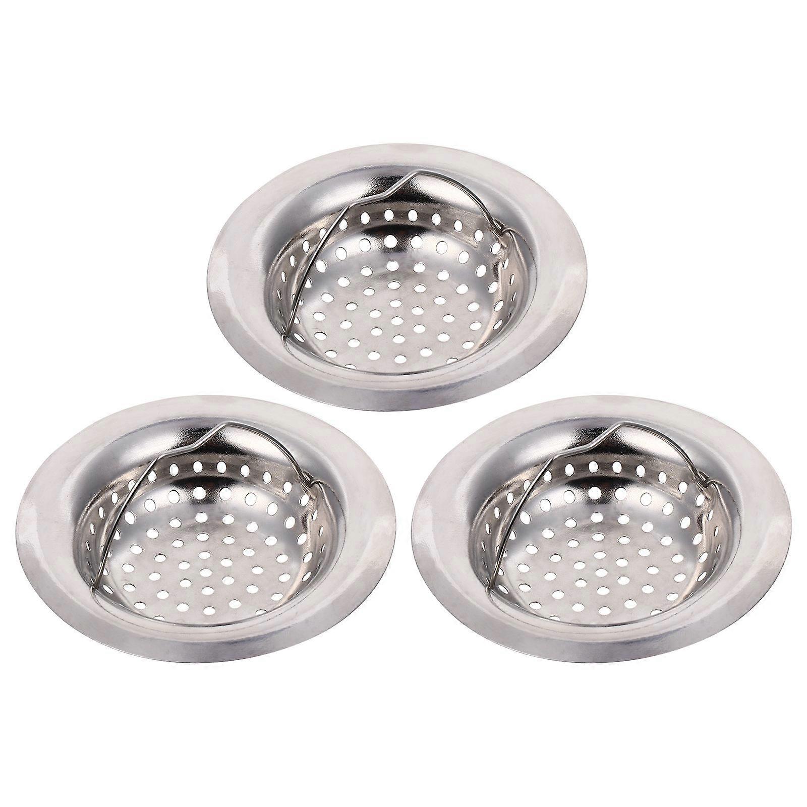 3pcs Stainless Steel Sink Strainers with Pinhole Design for Hair Catching, Fast Draining, and Debris Blocking – Ideal for Kitchen, Bathroom, and