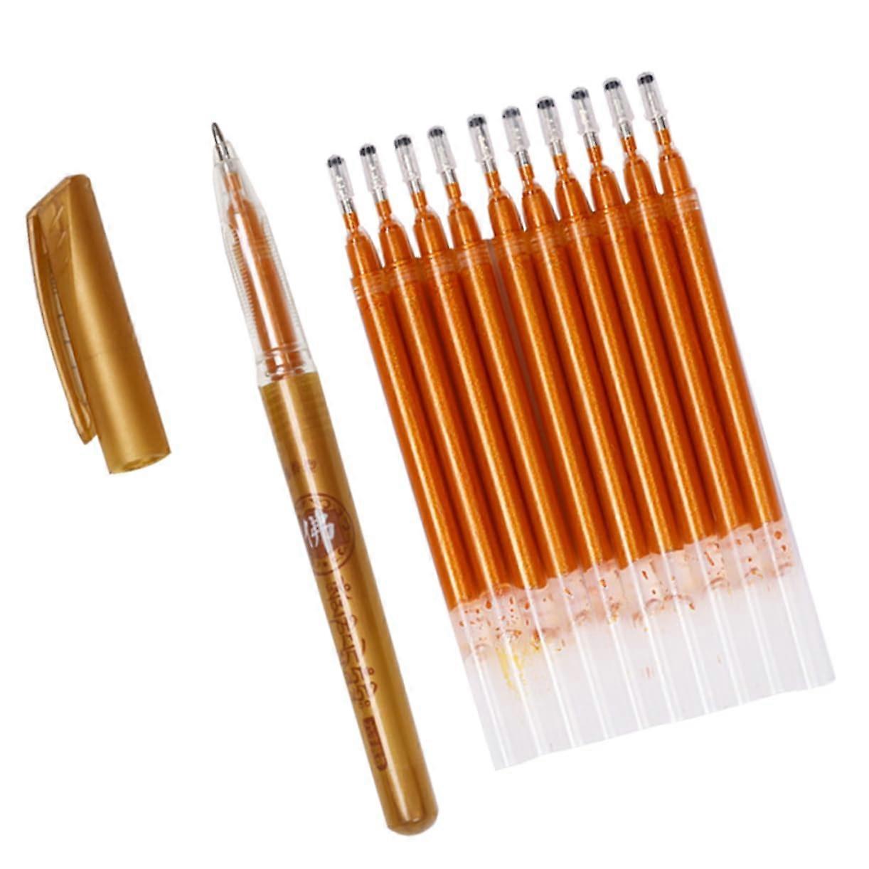 Writing Refills Set, Colourful Sparkle Ink for Refillable Pens, Glitter Ink Pens for School, Golden Plastic Ink Refill