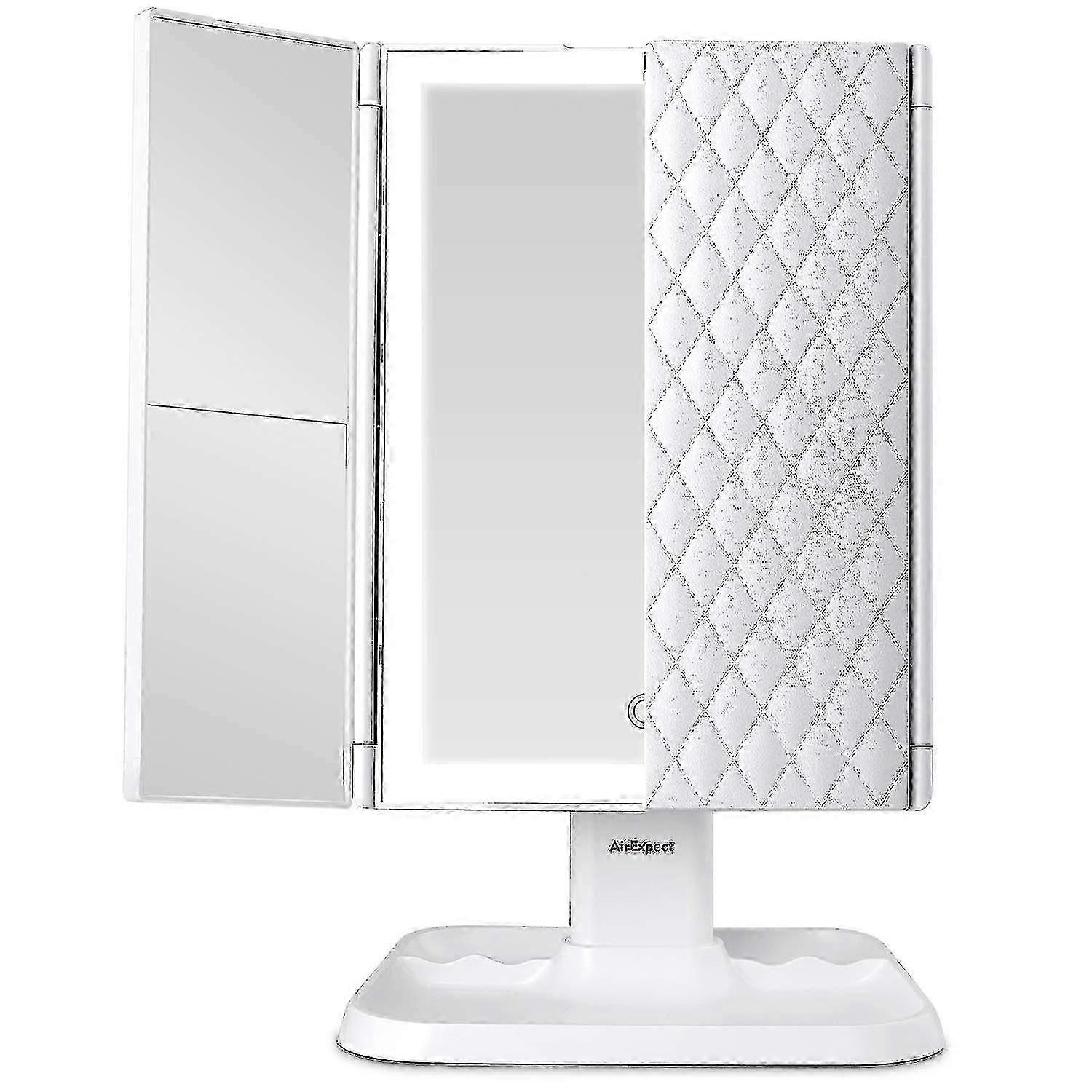 Makeup Mirror With Lights-3 Color Lighting Modes 72 Led Trifold Mirror -q