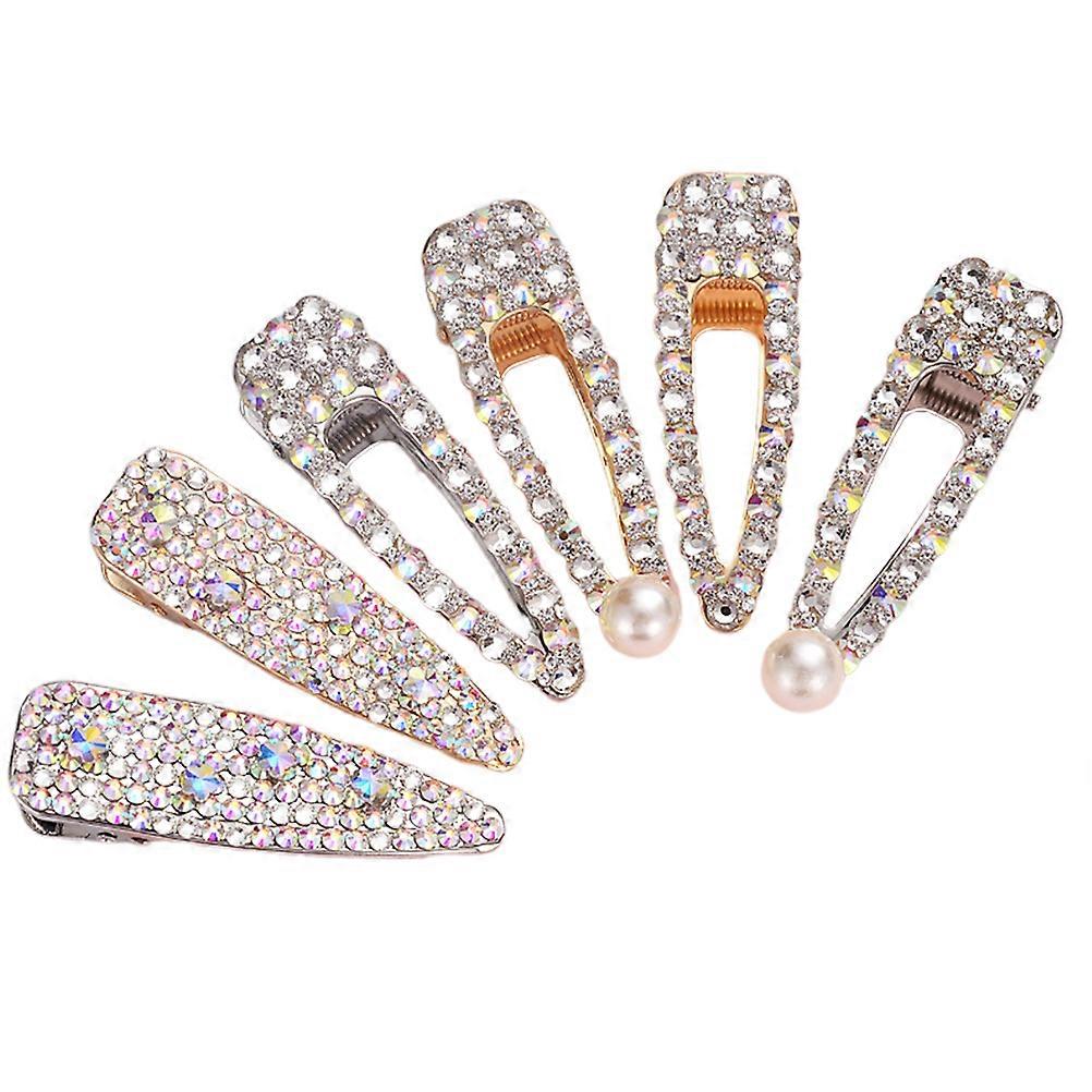 Assorted Color Duckbill Clips for Hair Decoration with Metal Material and Pearl Design 6 Pieces
