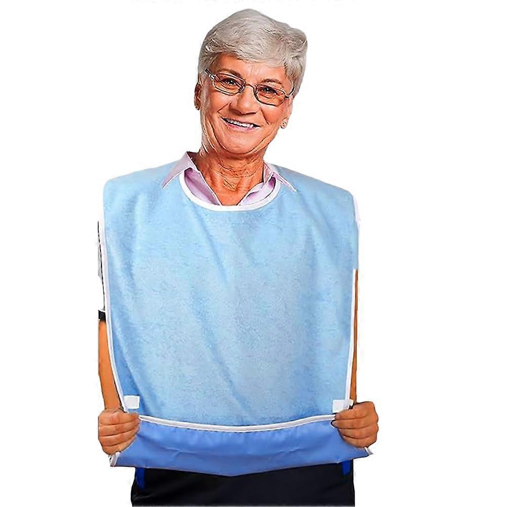 Adult Bib Apron Reusable Food Protector for Elderly Unisex Waterproof Adjustable Kitchen Apron in Multiple Colors