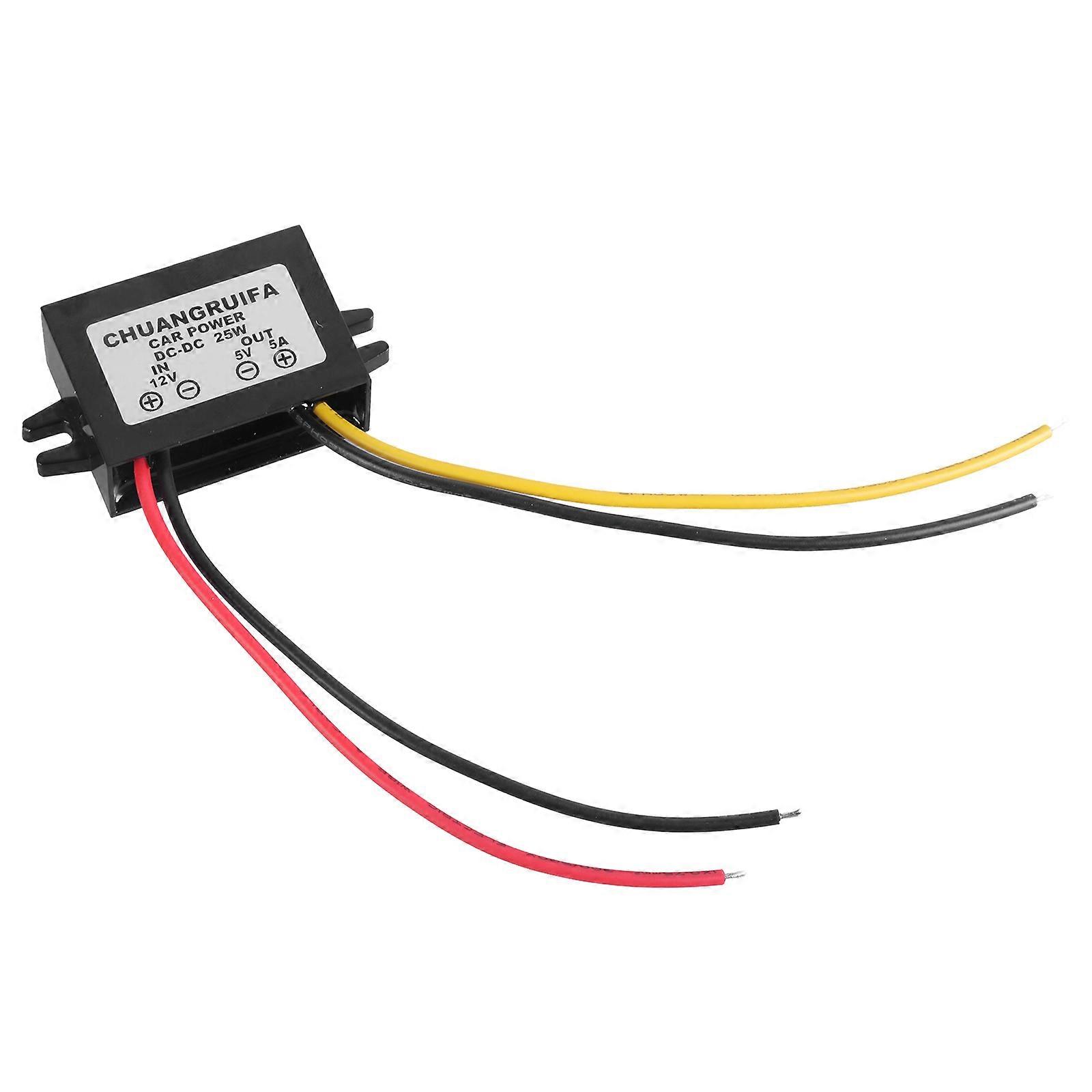 12V to 5V Step Down Converters 5A 25W with Wire Terminal Block Bucked Converters 12V to 5V for Truck Vehicle Systems Multicolor
