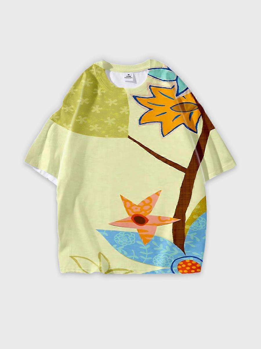 T-shirt round neck Pattern loose short sleeve B411