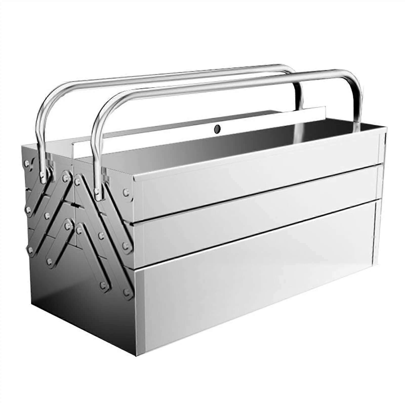 علبة أدوات محمولة من 3 طبقات ، منظم تخزين من الفولاذ المقاوم للصدأ مع قفل معدني ، فولاذ قوي ، منظم أدوات قوي ومتين حقا.