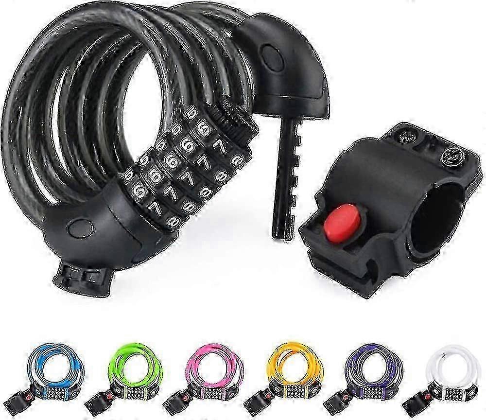 2025 Bicycle Wire Lock 4ft High Security 5 Digit Bicycle Combination Lock (black)