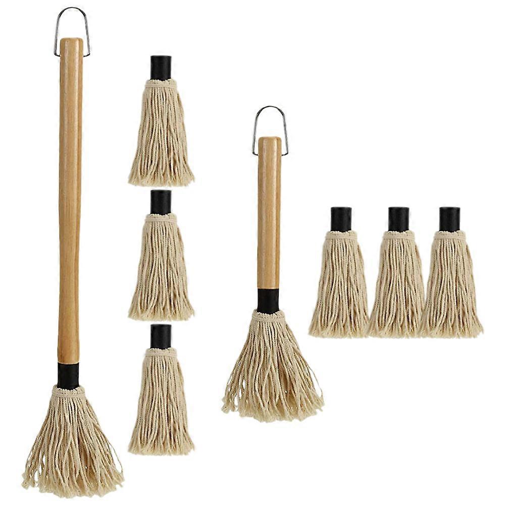 Wooden BBQ Basting Mop with Cotton Head for Even Oil Distribution Assorted Color