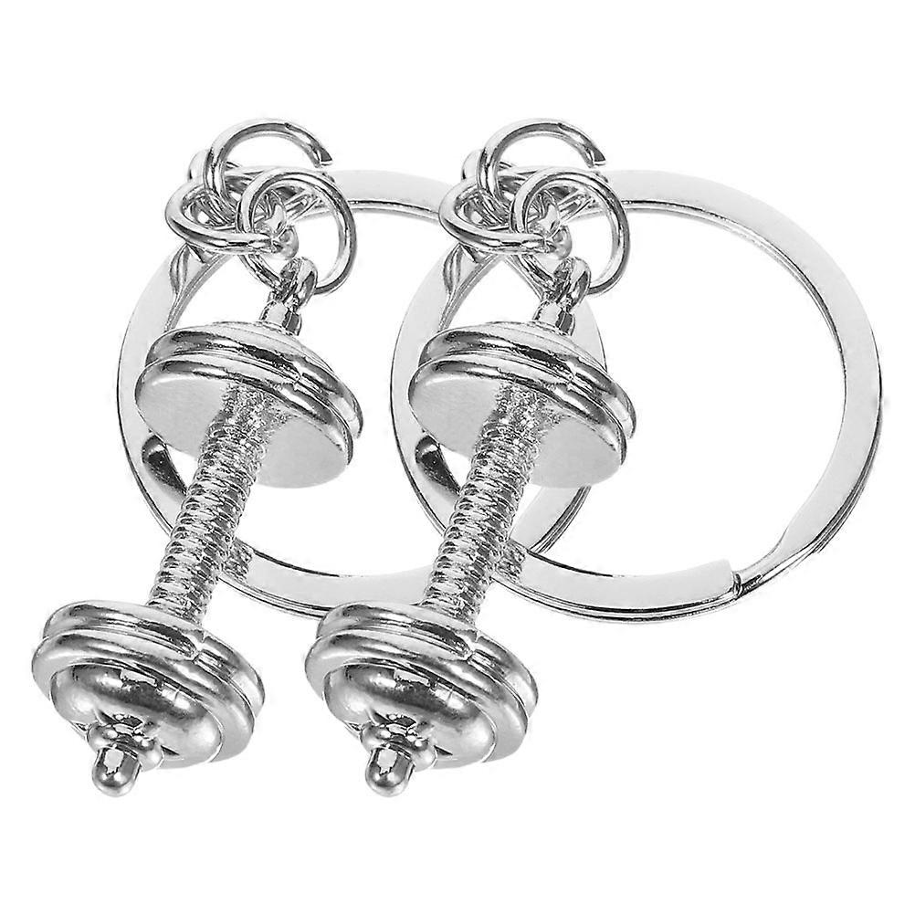 2pcs Creative Dumbbell Keychain Fitness Key Ring Barbell Gym Keychain with Barbell Weight Charm