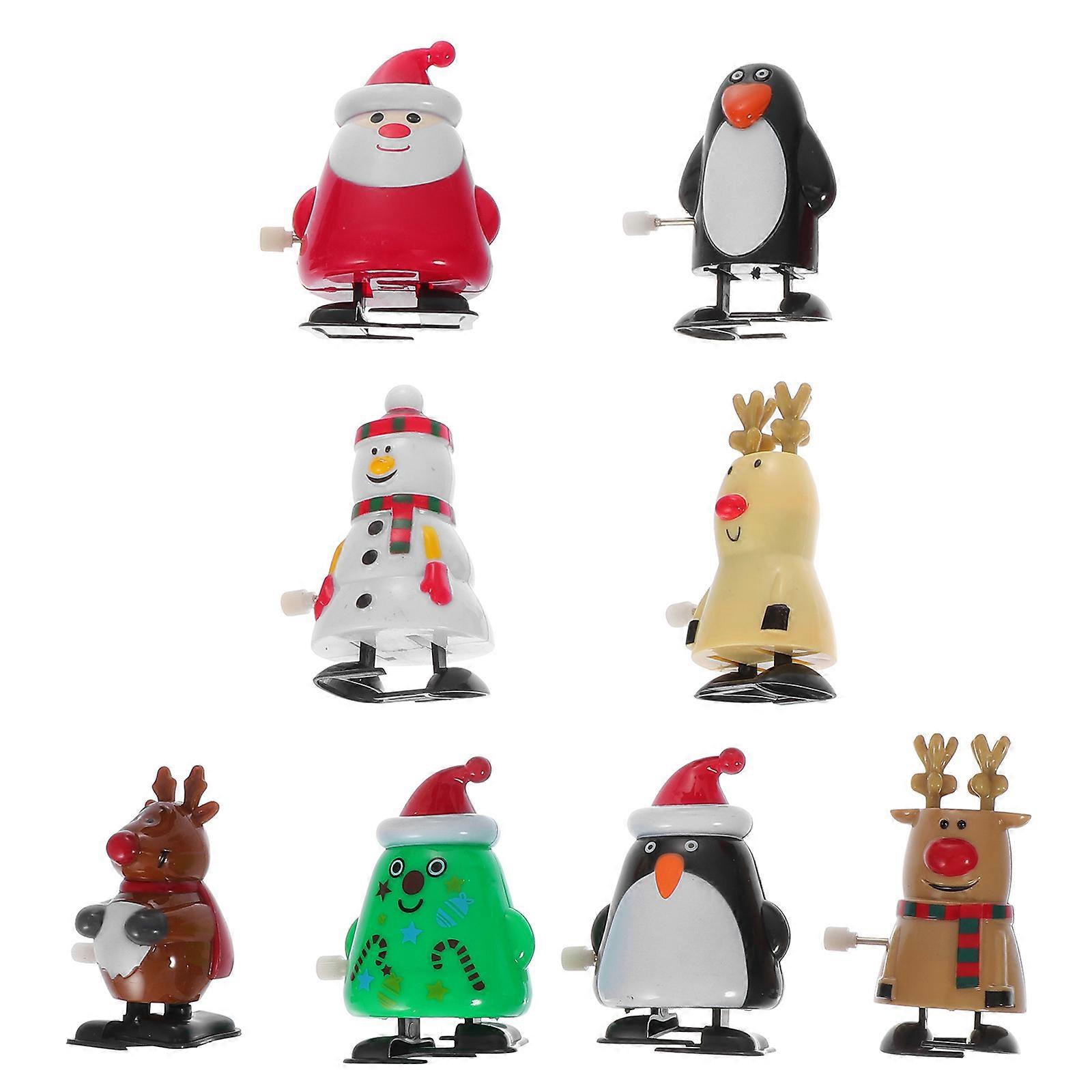 8 Pcs Creative Iron Wind-Up Toys Featuring Cartoon Shape For Kids Enjoyment And Christmas Celebration