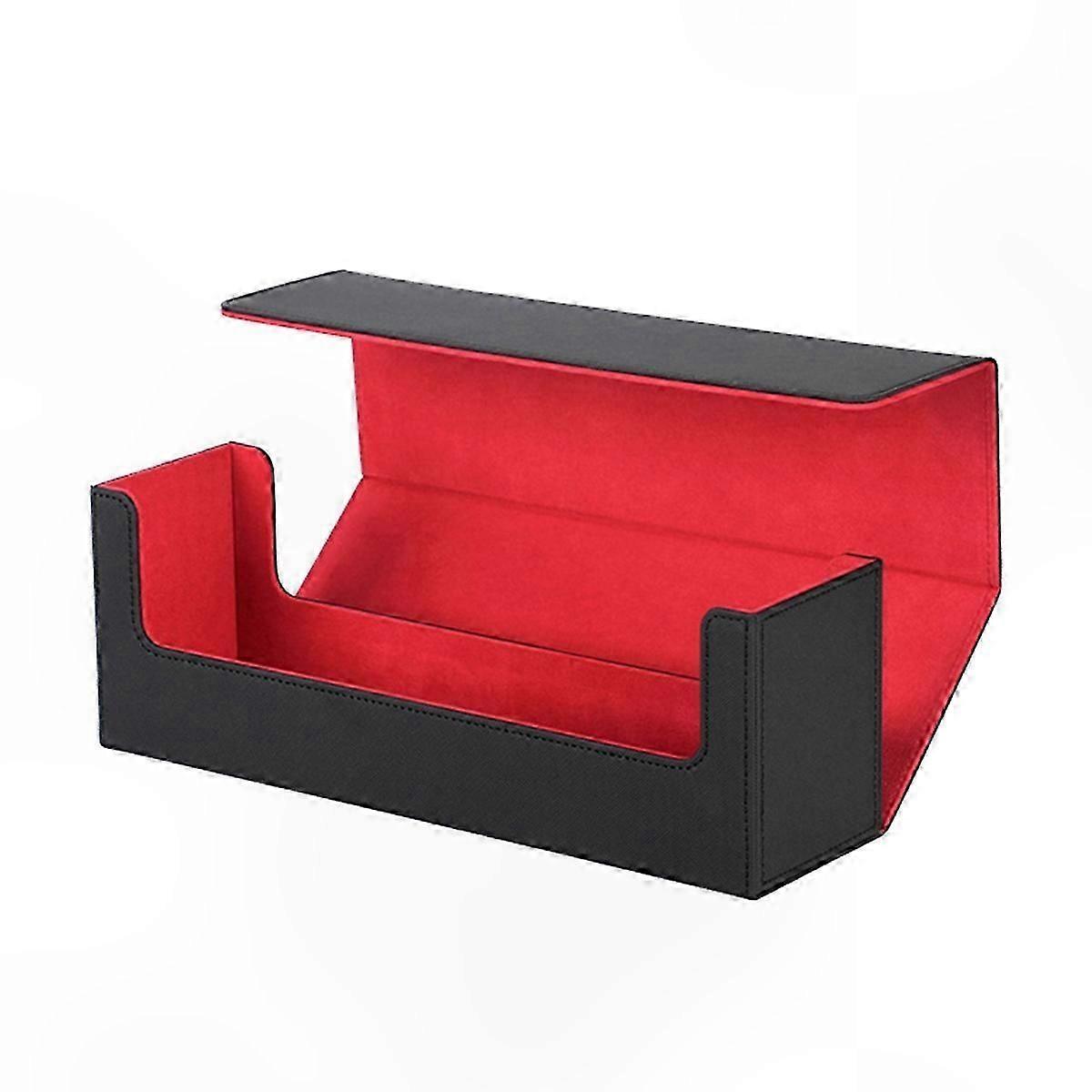 Protective Storage Case for Collectible Cards, Durable PU Deck Box, Black and Red Design
