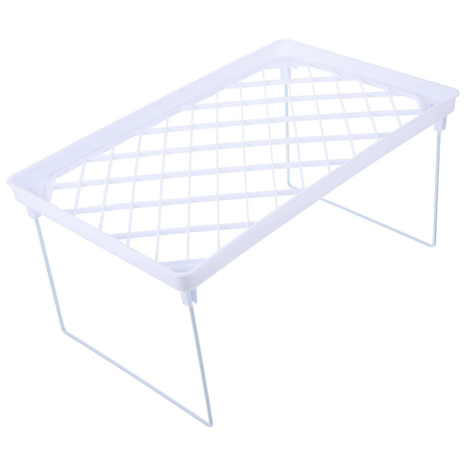 1Pc Desktop Collapsible Storage Rack Stationery Sundries Rack (Size L White)