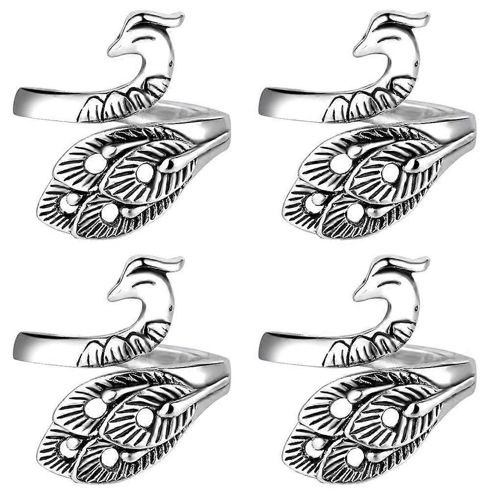 Peacock Design Ring Winder Set of 4 Durable Sewing Accessory for Yarn Knitting Crocheting and Thread Management
