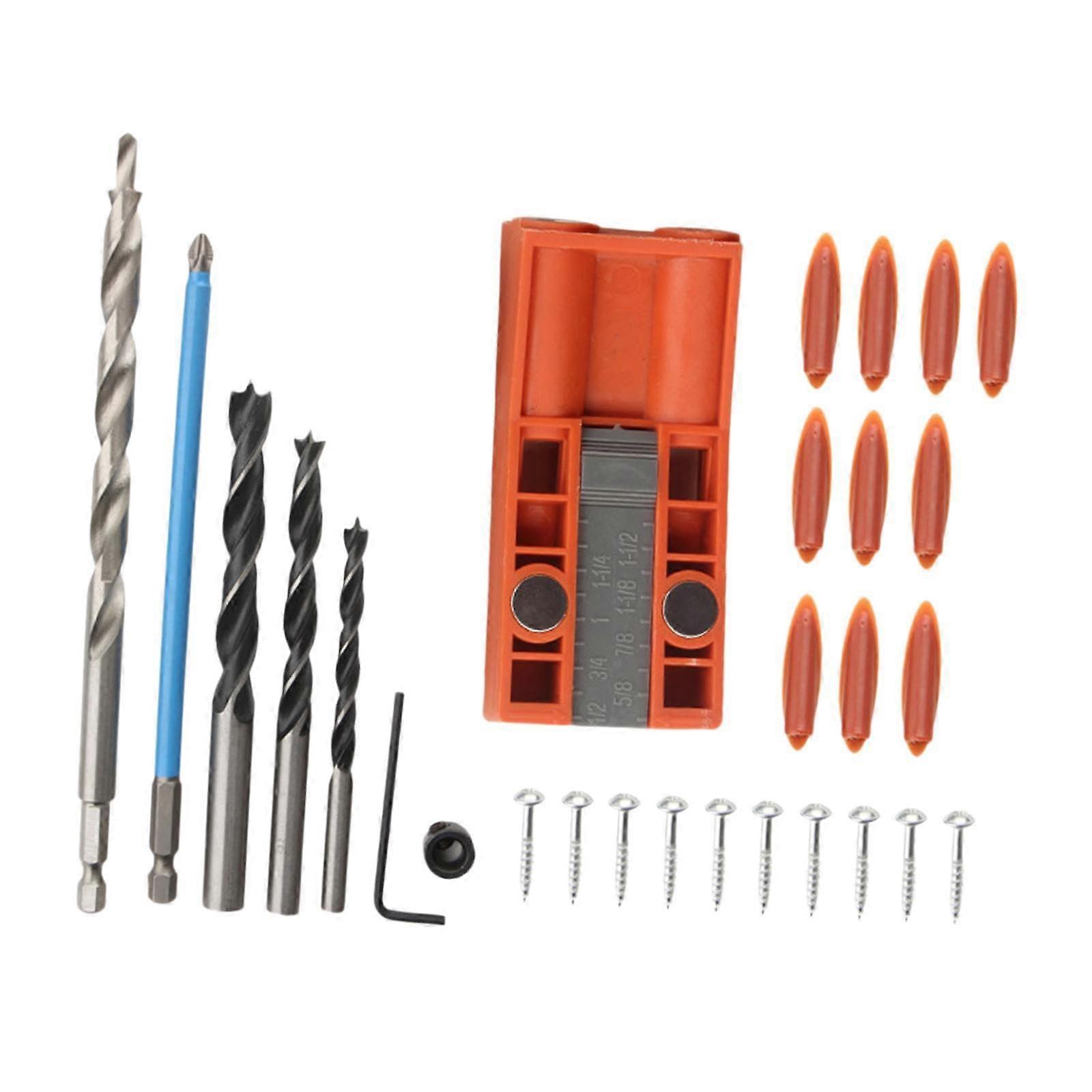 28x Angled Drill Bit Hole Tools Kit Metric and Scale Woodworking Angled Hole Jig