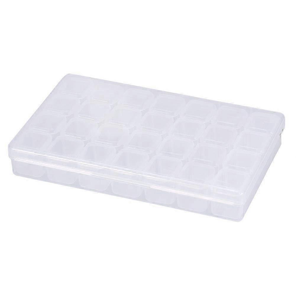 Clear 28-Slot Rhinestone Gem Beads Storage Box - Empty Container for Nail Art Supplies and Craft Organization