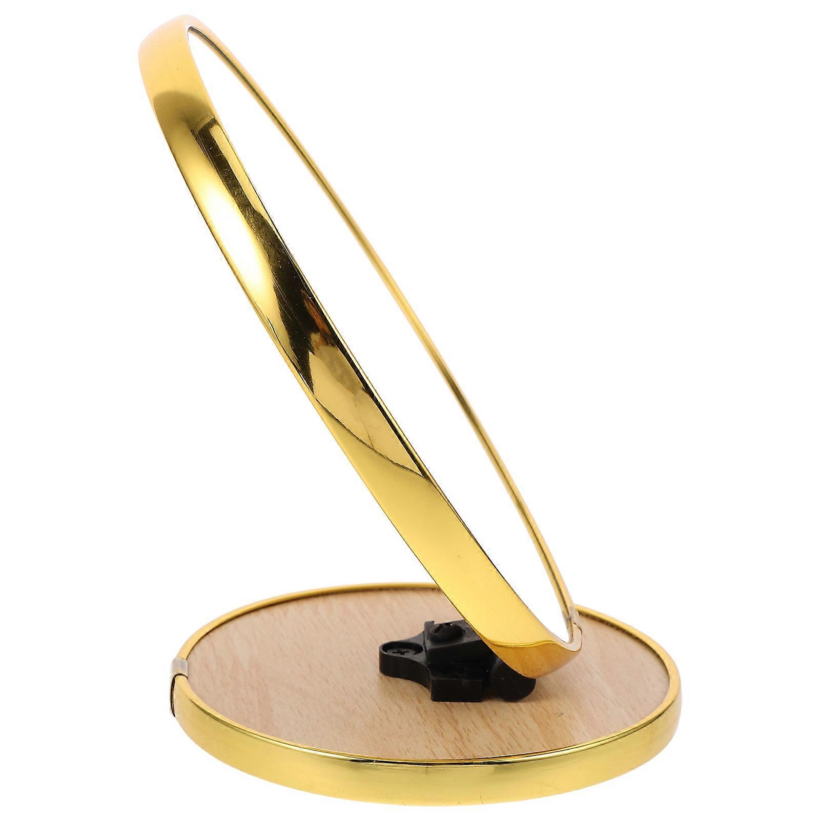 Portable Adjustable Angle Makeup Mirror For Travel And Home Use With Foldable Design And Golden Metal Edging 1Pack
