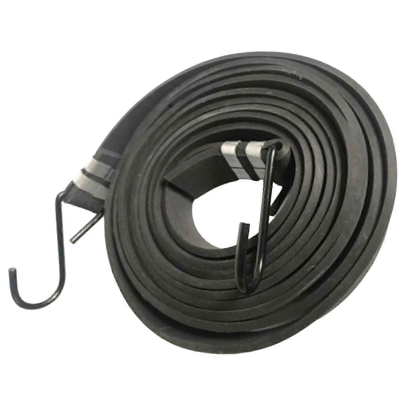 Black Thick Widened Flat Rubber Strap Elastic Rope with Hooks Long Lasting