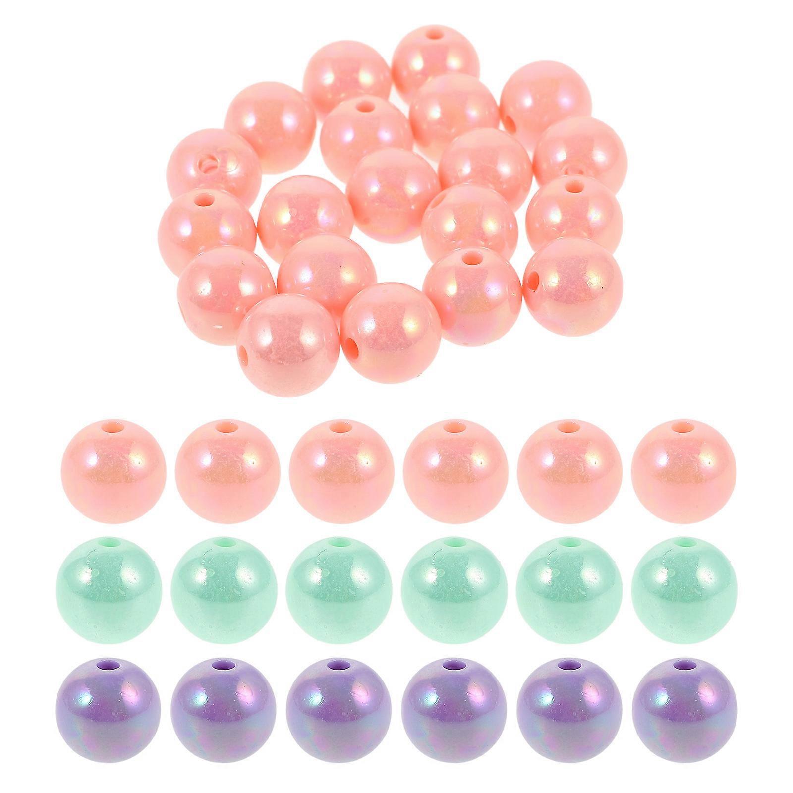 Assorted Color Acrylic Round Beads for DIY Jewelry Making Smooth Surface Delicate Appearance 60Pcs
