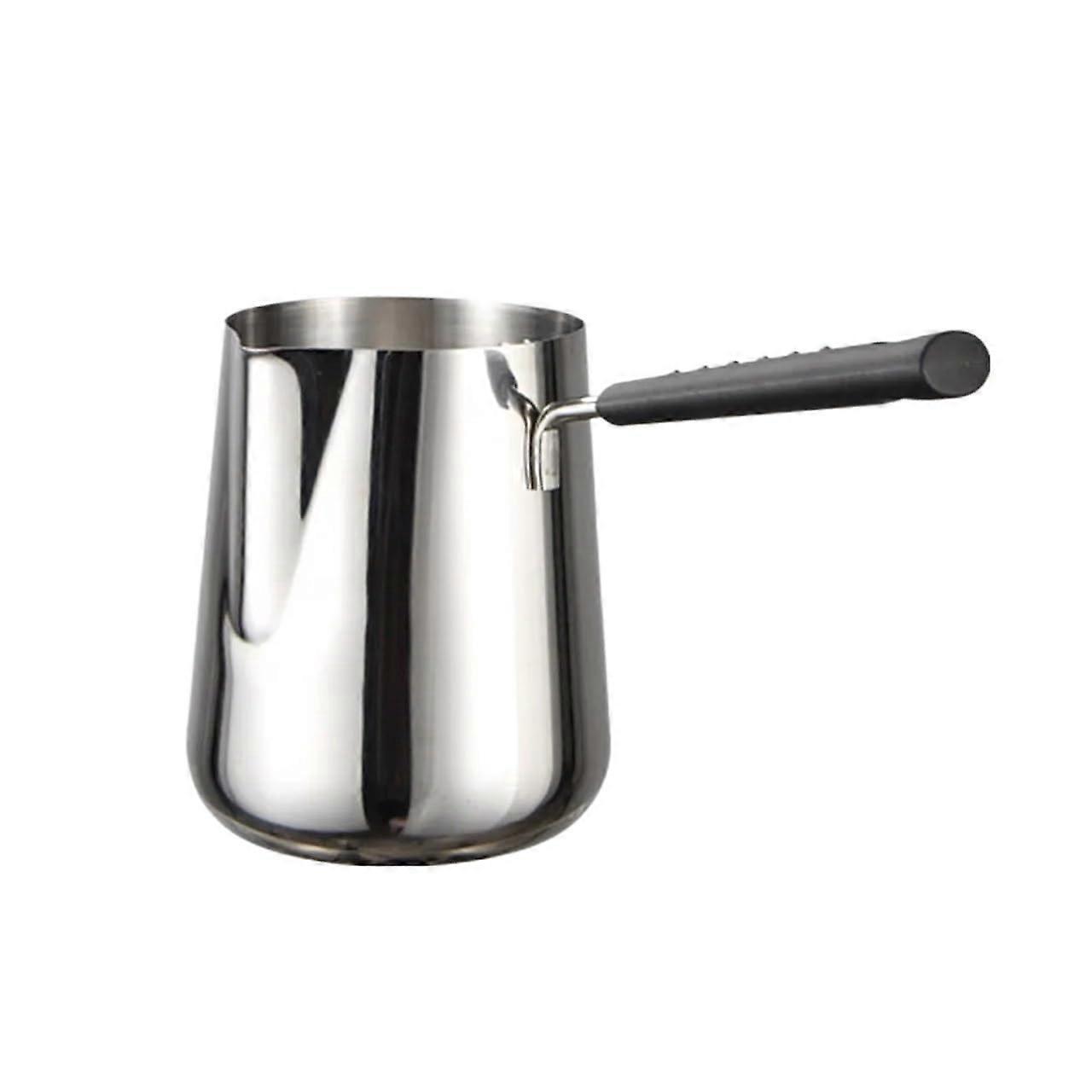 Stainless Steel Milk Pan with Measuring Scale, Chocolate Melting Pot with Extended HeatInsulated Handle (600ml)