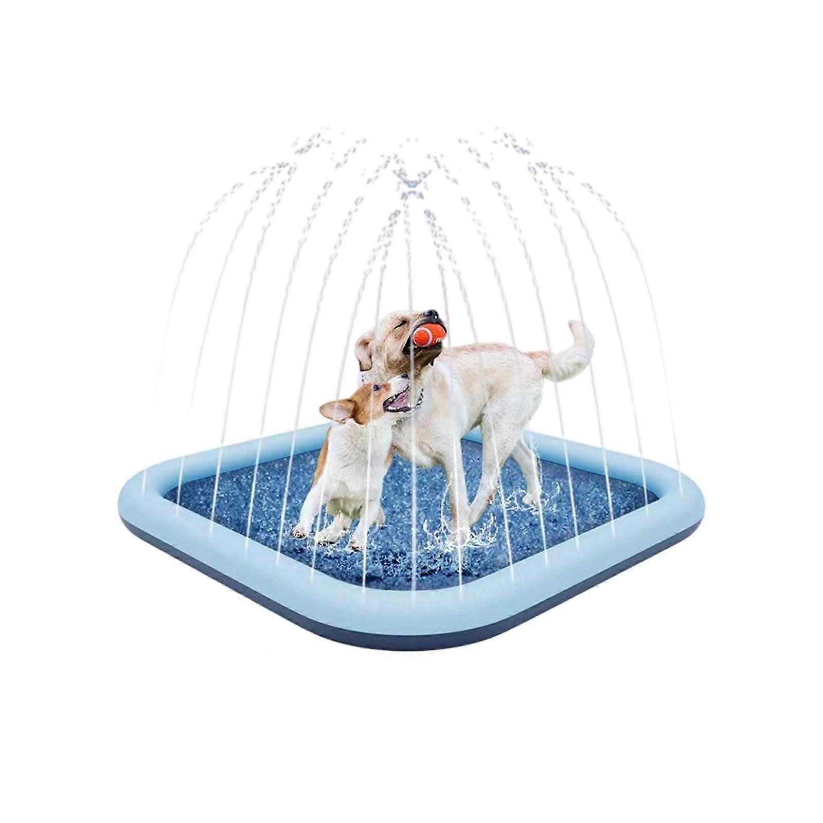 儿童和宠物的二次 PVC 喷水垫，水流可调，户外儿童防溅垫防滑表面 170 厘米