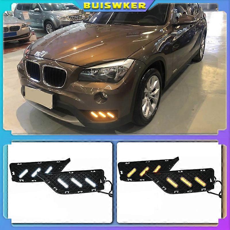 Applicable 2PCS For BMW X1 2013 2014 With Yellow Turn Signal and Blue night light LED DRL Daytime Running Light Daylights