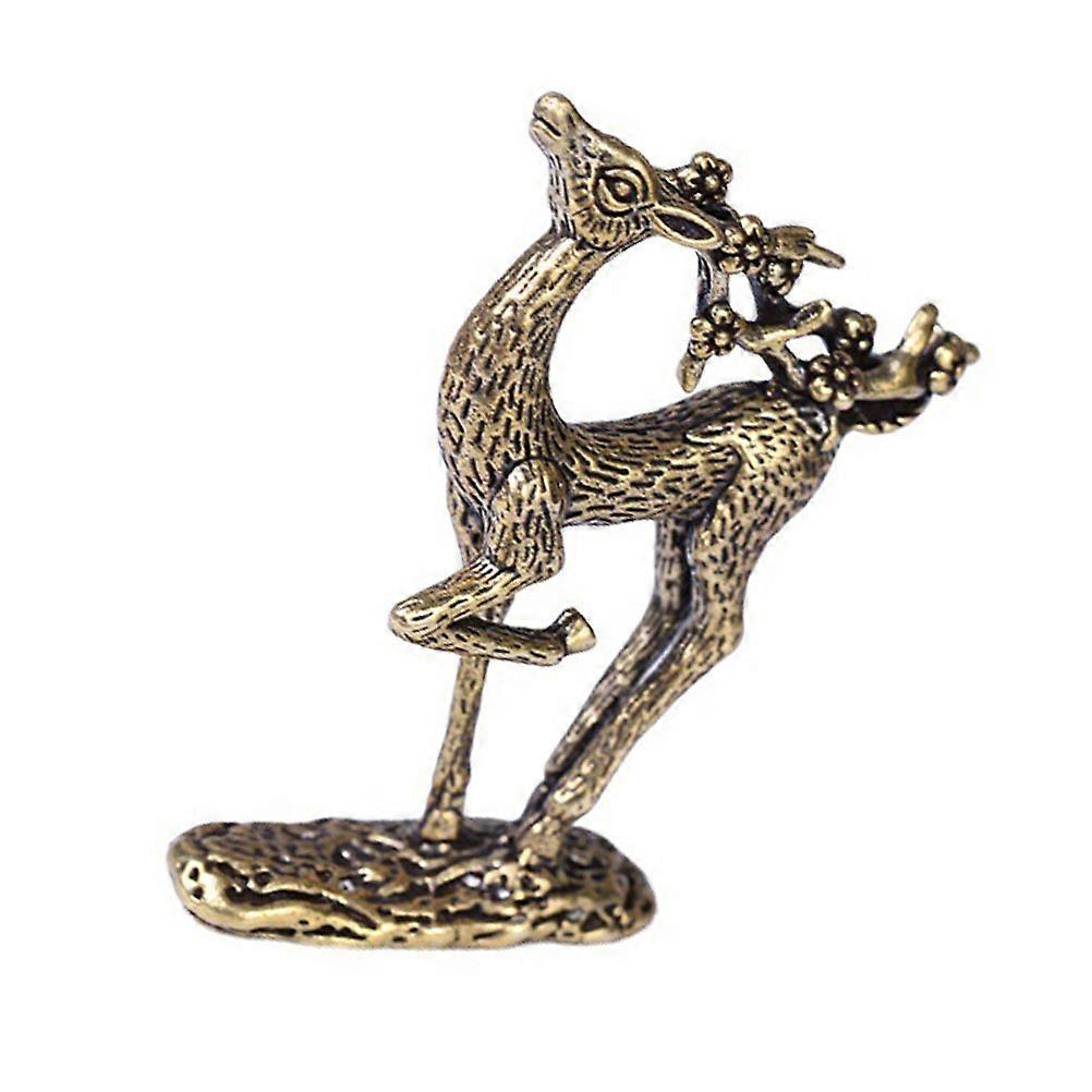 Brass Deer Ornament Sika Deer Shape Tabletop Decoration For Office Use 6.75x3.78cm Classic Style 1PC