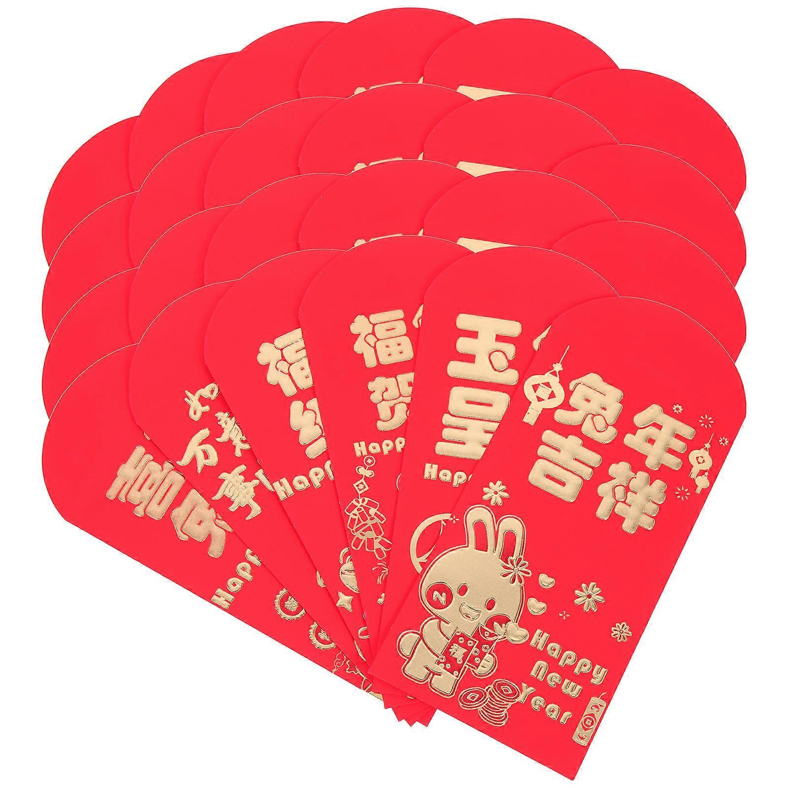 Lunar New Year Red Envelopes 24Pcs Gift Giving Money Storage For Elders 17X9CM Assorted Style 3D Design