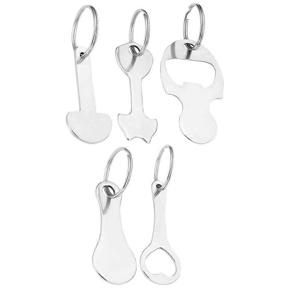 Portable Shopping Cart Token Set 5Pcs Zinc Alloy Trolley Key Ring For Daily Use With Small And Delicate Design