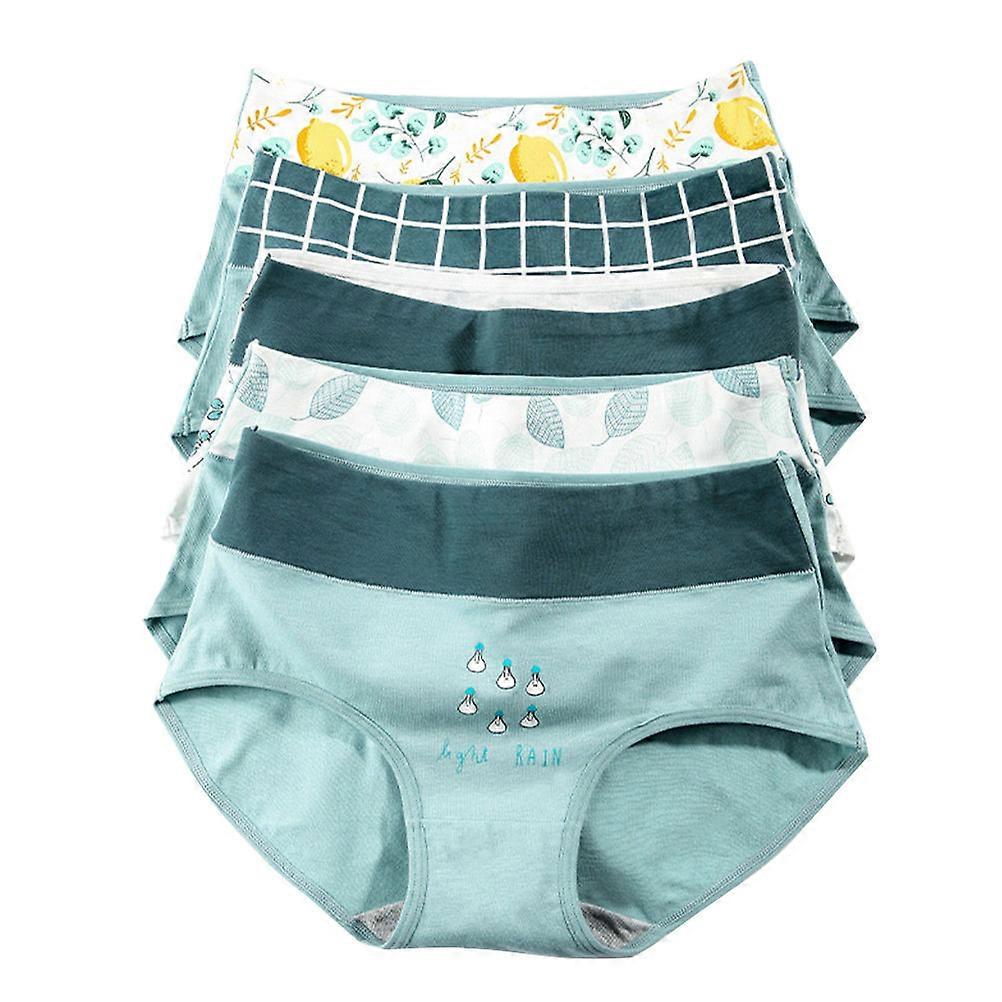 Women's Cotton Underpants 5Pcs High Waist Elastic Underwear Comfortable Breathable For Daily Use Size XL