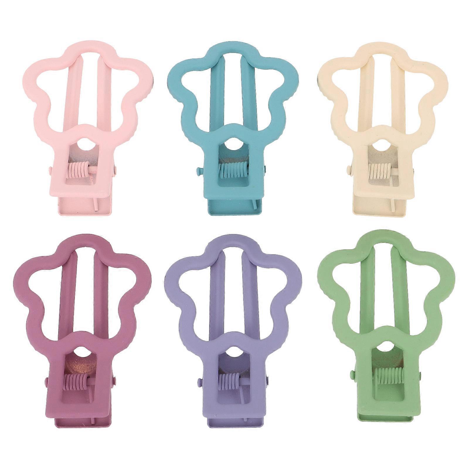 Plum Clips Hair Styling Accessories For Women Daily Use Assorted Color Flower Design 6Pcs