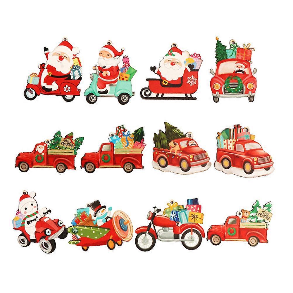 Xmas Tree Hanging Ornaments 12Pcs Christmas Decorations Premium Wood Material Designed For Tabletop And Fireplace Use