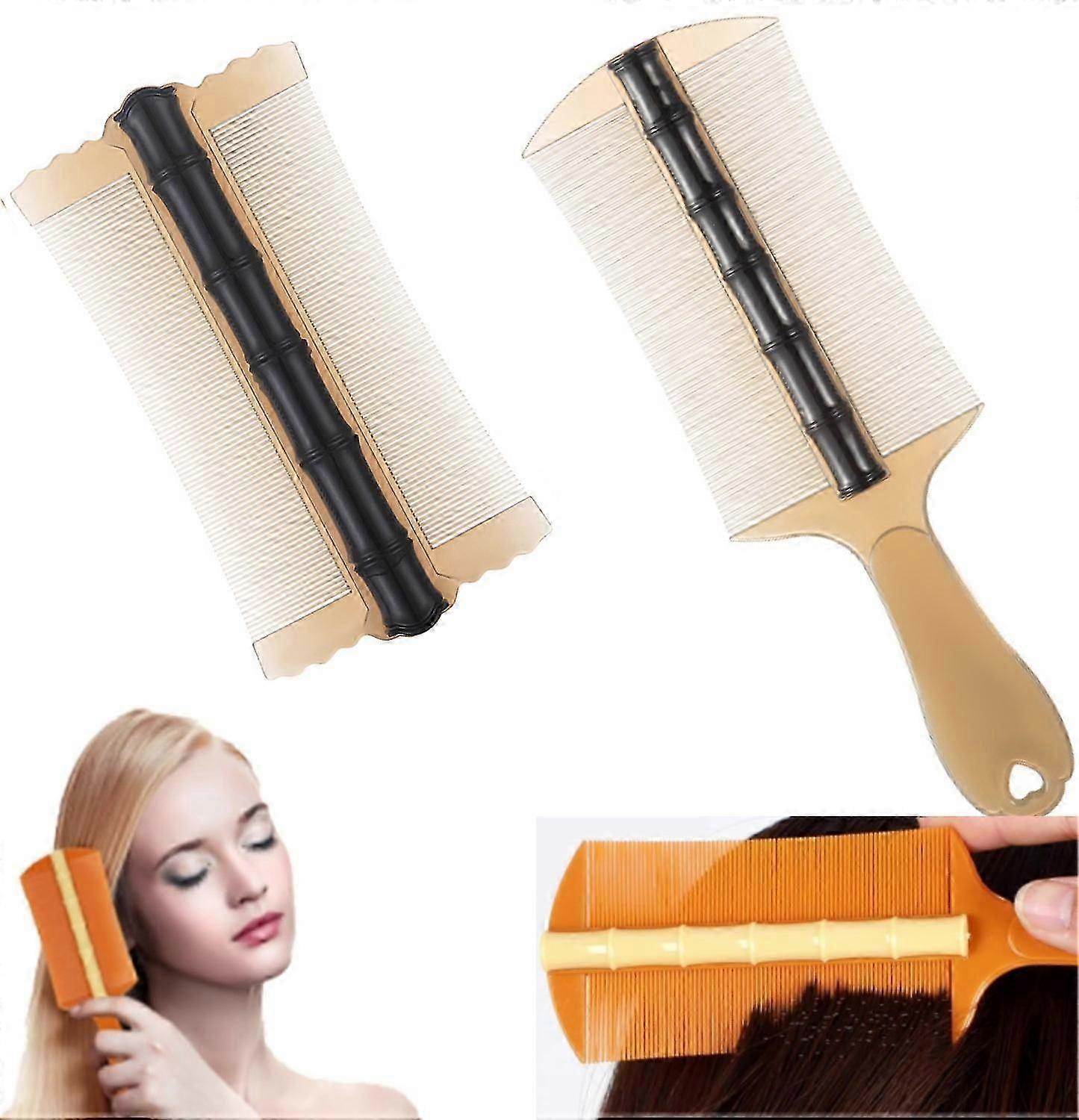 2Pcs Fine Tooth Dandruff Hair Comb, Flea Lice Comb Double Sided Fine Tooth Bamboo Comb for Removing Fleas, Lice, Dandruff and Tangled Hair