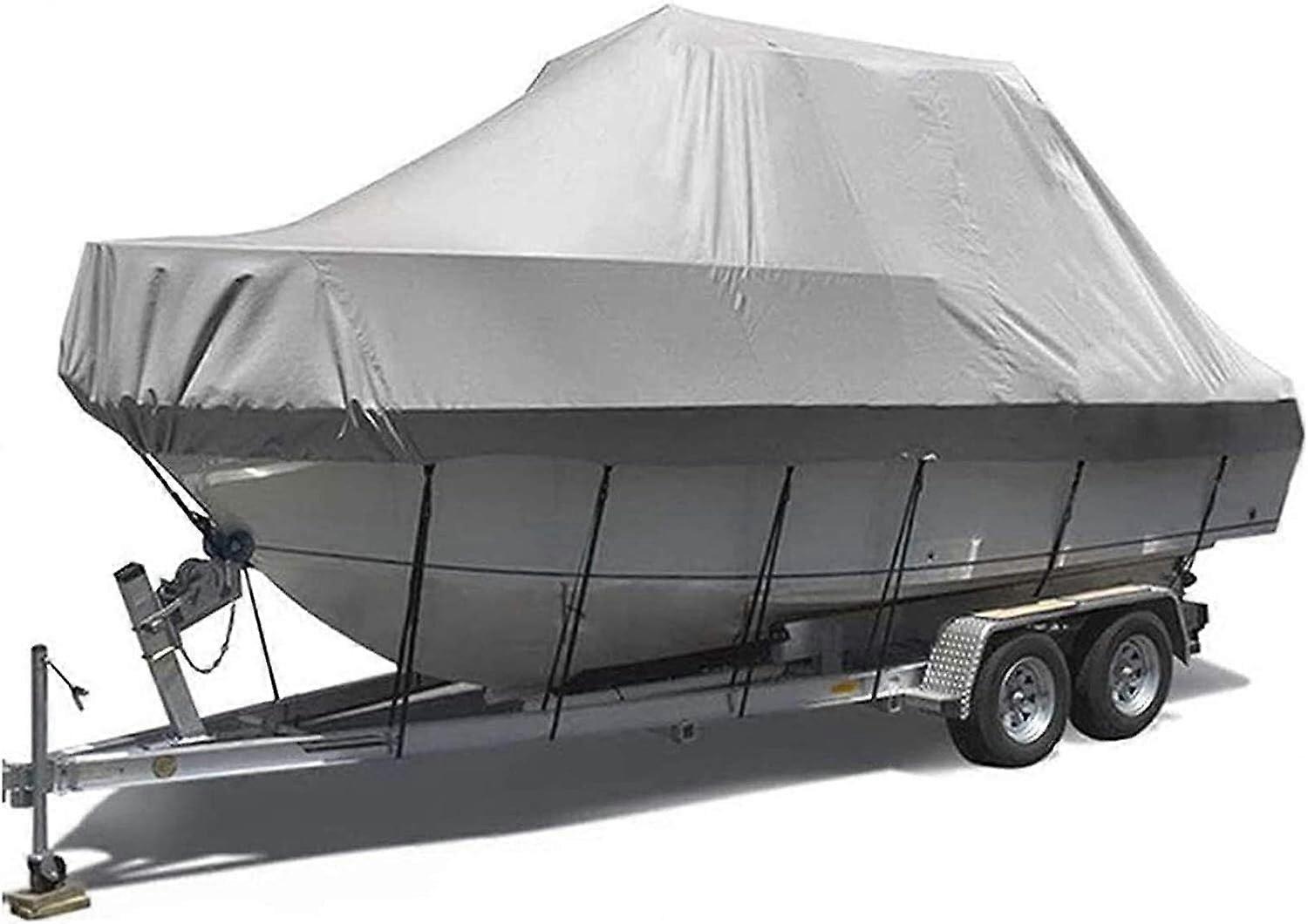 Durable Canvas V-Hull Tri-Hull Boat Cover 600D Heavy Duty Waterproof Protection 21-24FT Grey