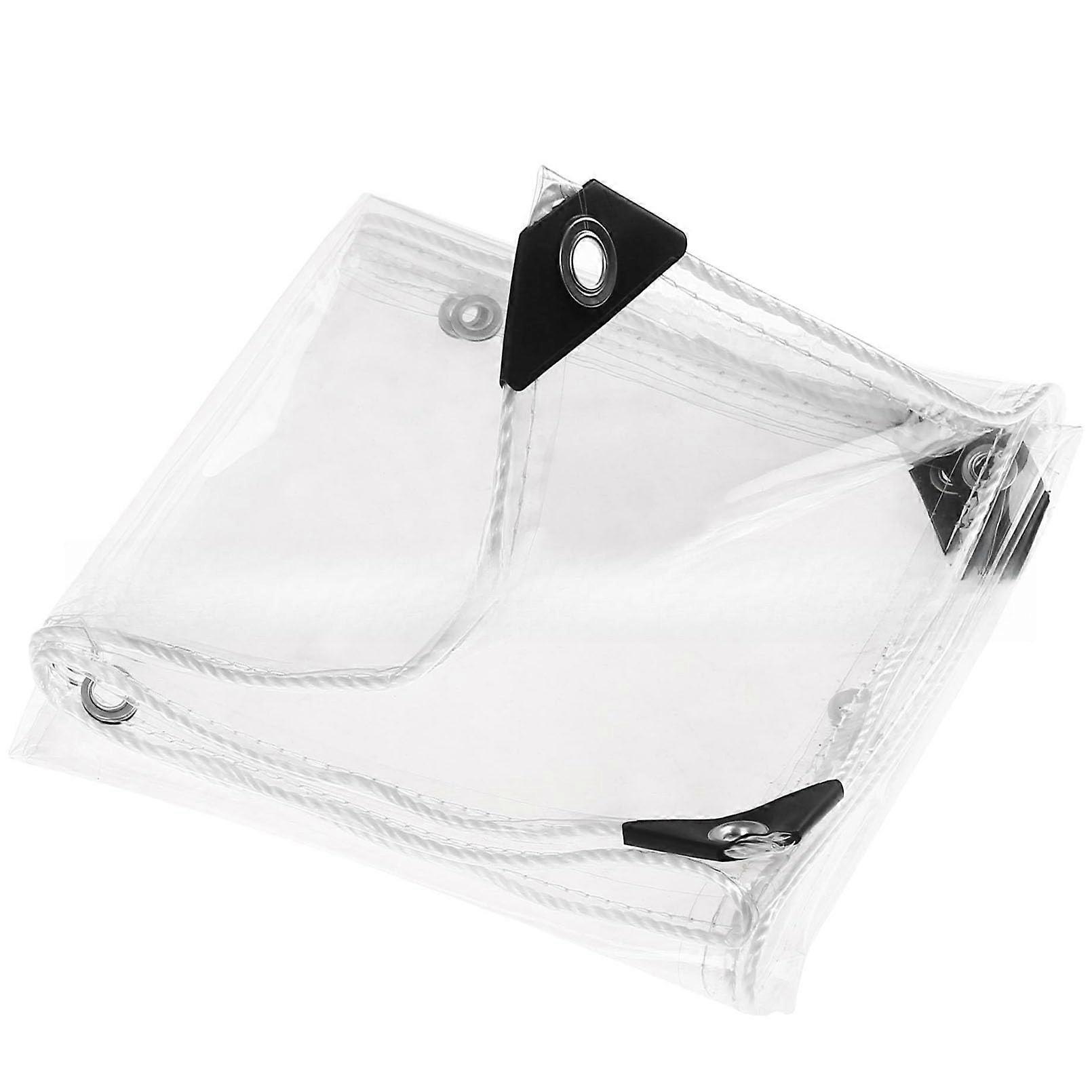 Transparent Tarpaulin with Eyelets 420g/m² Waterproof Cover for Balcony, Foldable All-Purpose Windbreak, 1x2m