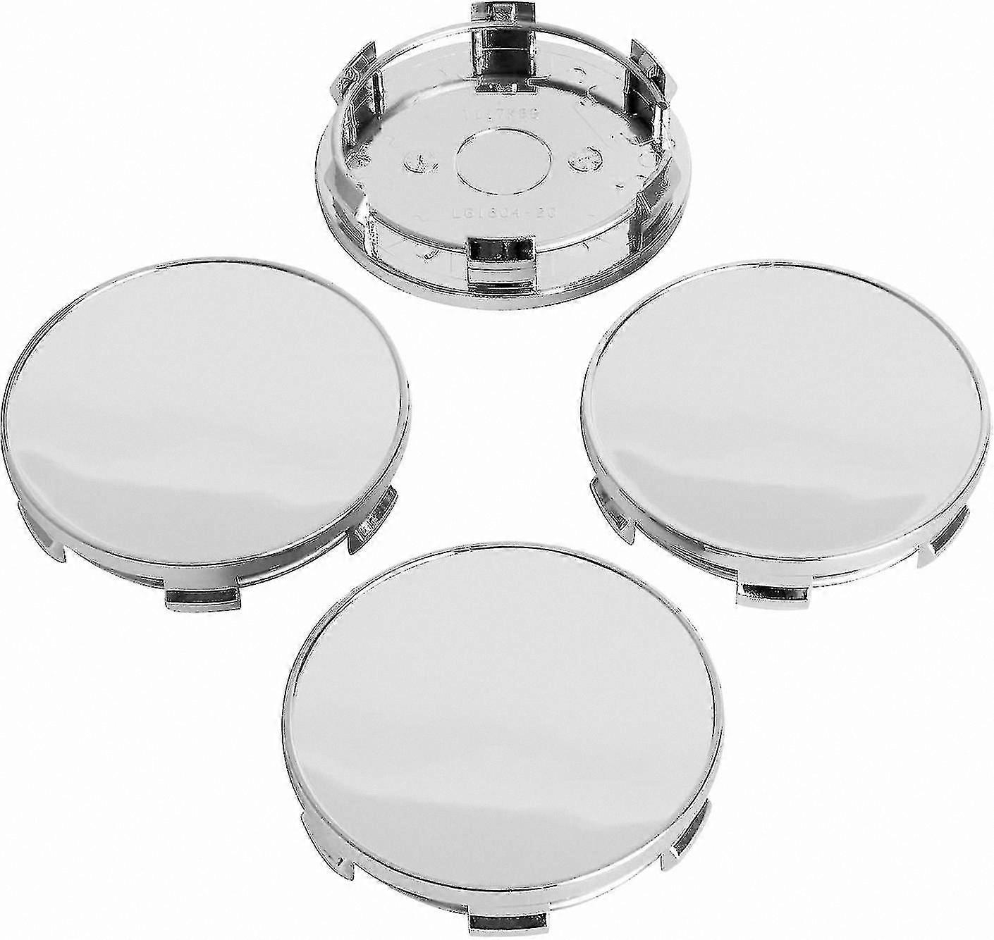 Chrome Wheel Center Caps, 69mm Hub Covers, Set of 4 (Outer 68mm, Inner 65mm)