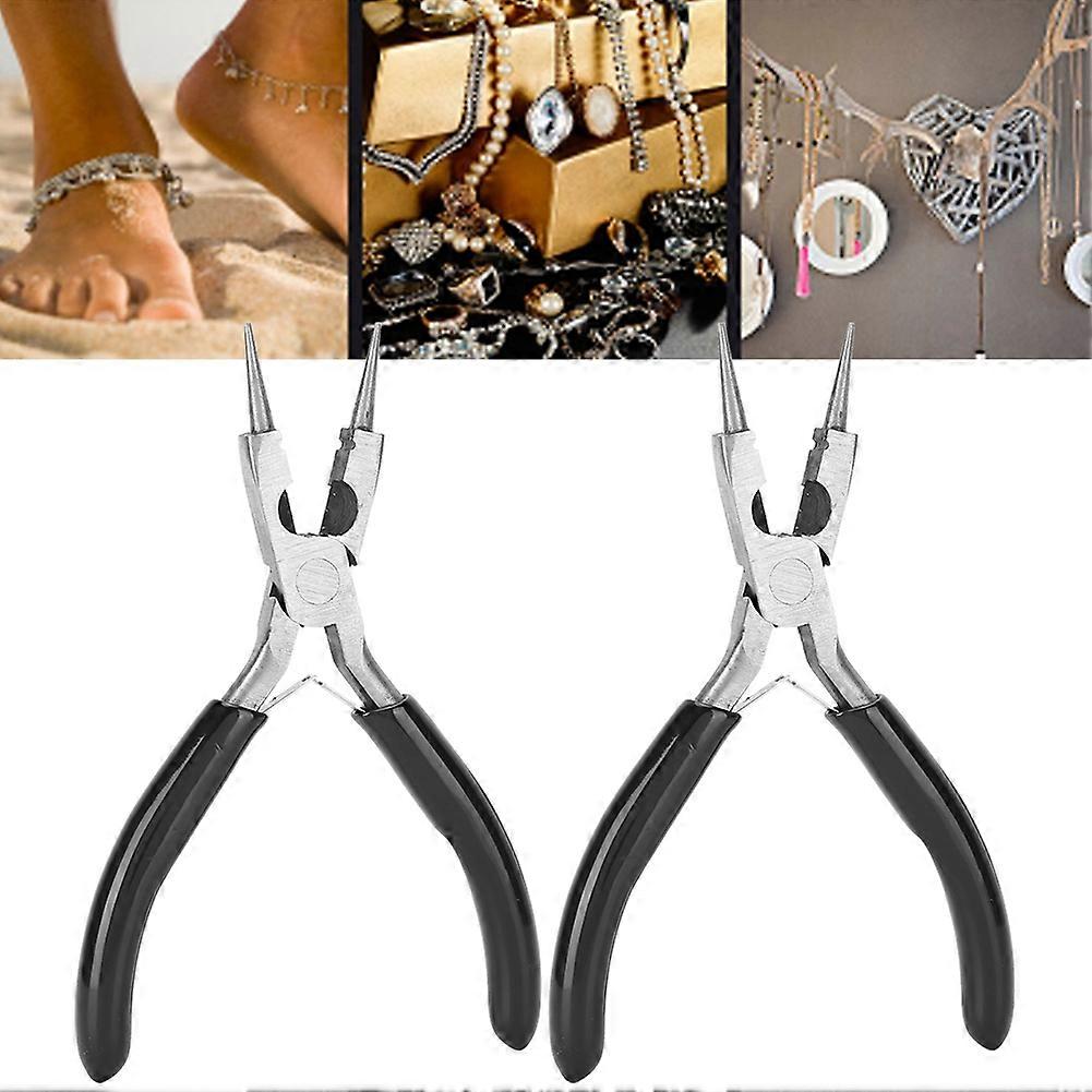 2Pcs Round Nose Pilers 4 in 1 Multifunction Hand Made Tool for Wire Wrapping Jewelry Watch Making Metal Smelting