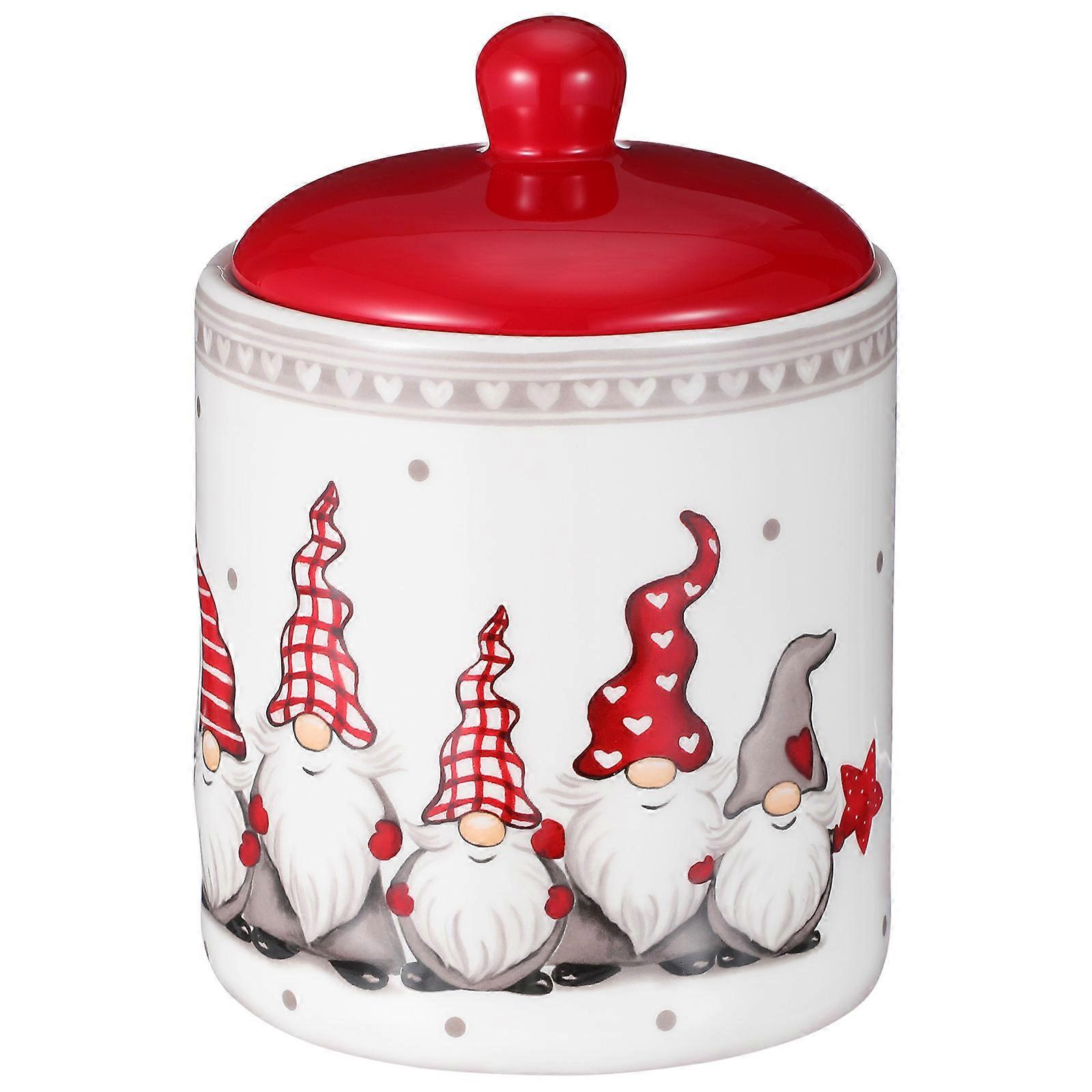 Ceramic Sealed Jar Food Storage Container Christmas Kitchen Use Porcelain Material Assorted Color 1Set