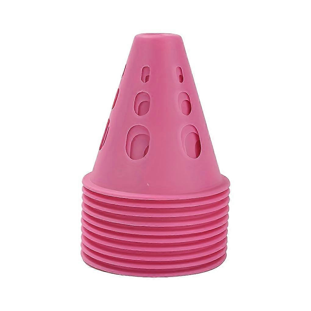 10piece BrightColored Hollow Windproof Roller Skating Pile for Effective Traffic Control Soccer Training Cone Plastic, Pink