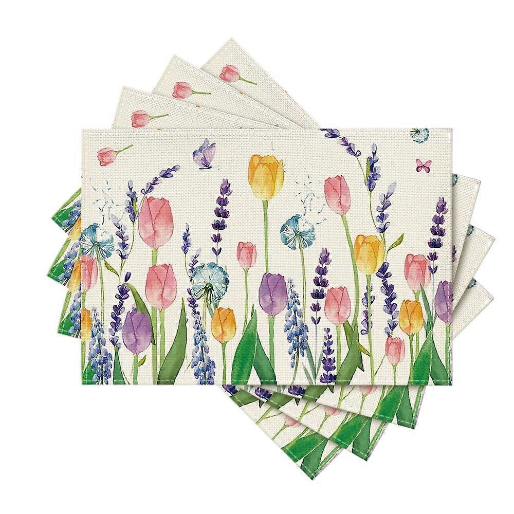 Lavender Tulip Floral Placemats, Spring and Summer Decor (Set of 4, 12x18 Inch)