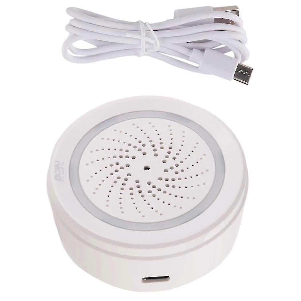 Wireless Smart 120db Siren And Alarm Bell-white, With Strobe Light, Remote App Control Wifi Usb Siren