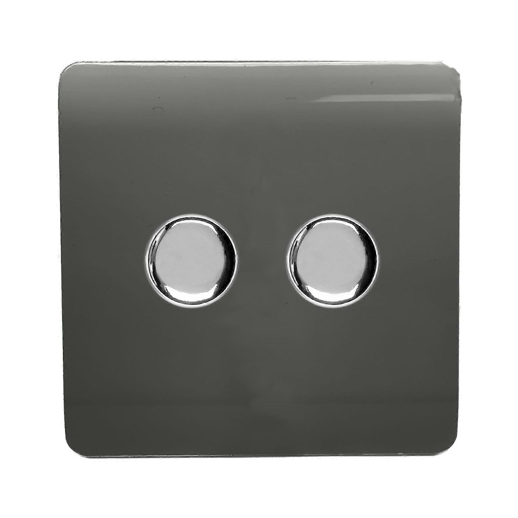 Trendi Artistic Modern Glossy Tactile 2 Gang 2 Way 150w LED Dimmer switch Charcoal