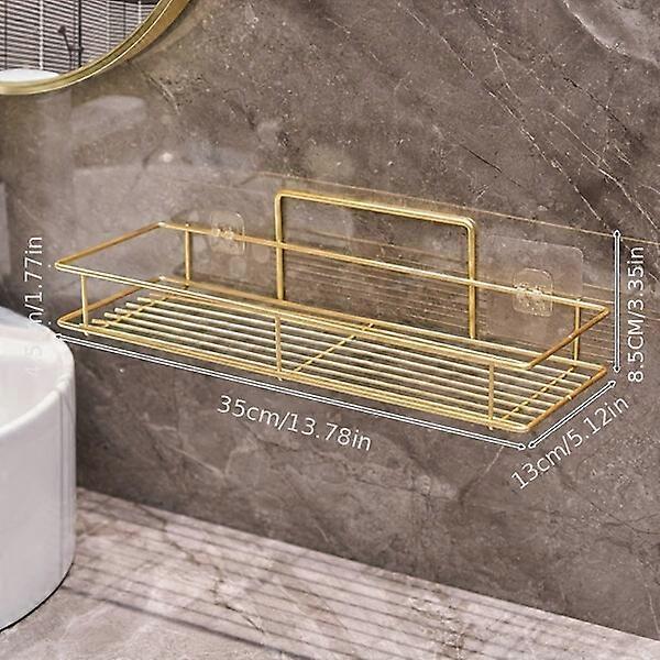 Stainless steel wall-mounted bathroom storage rack, drill-free and easy to install, making efficient use of space
