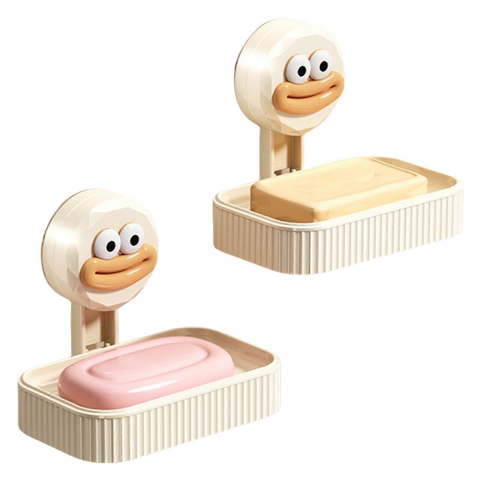 Duals Layer Soap Storage Rack With Powerful Adhesive Pads Space Saving Bath Accessories ABS Moisture Sponge Holders  White milk