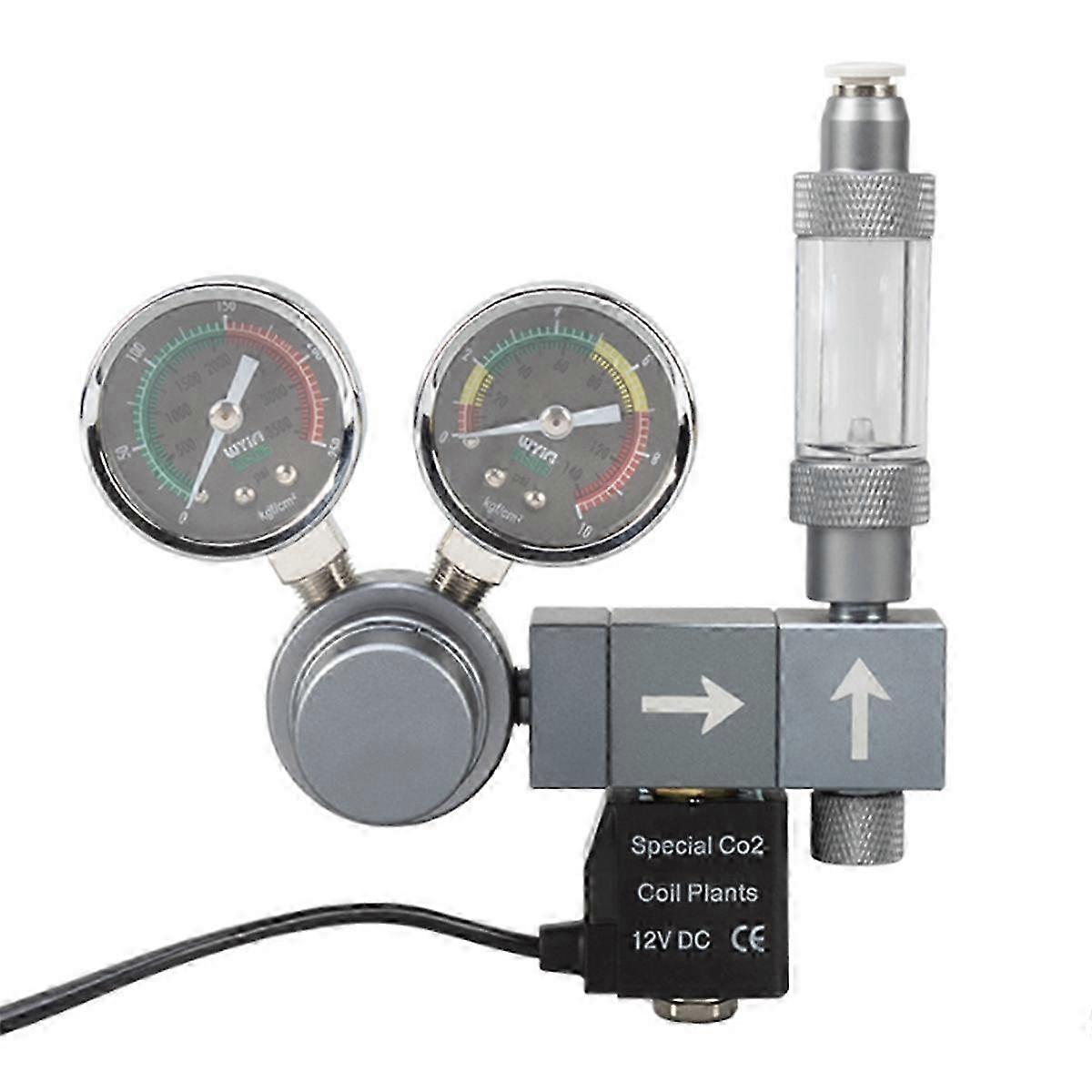 CO2 Regulator Dual Gauge Solenoid Valve Foam Counter Control System Aquarium CO2 Pressure Reducer