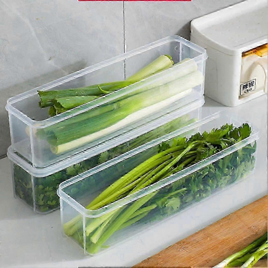 Plastic Kitchen Food Storage Containers: Reusable Refrigerator Organizer Boxes for Long Rectangular Shapes