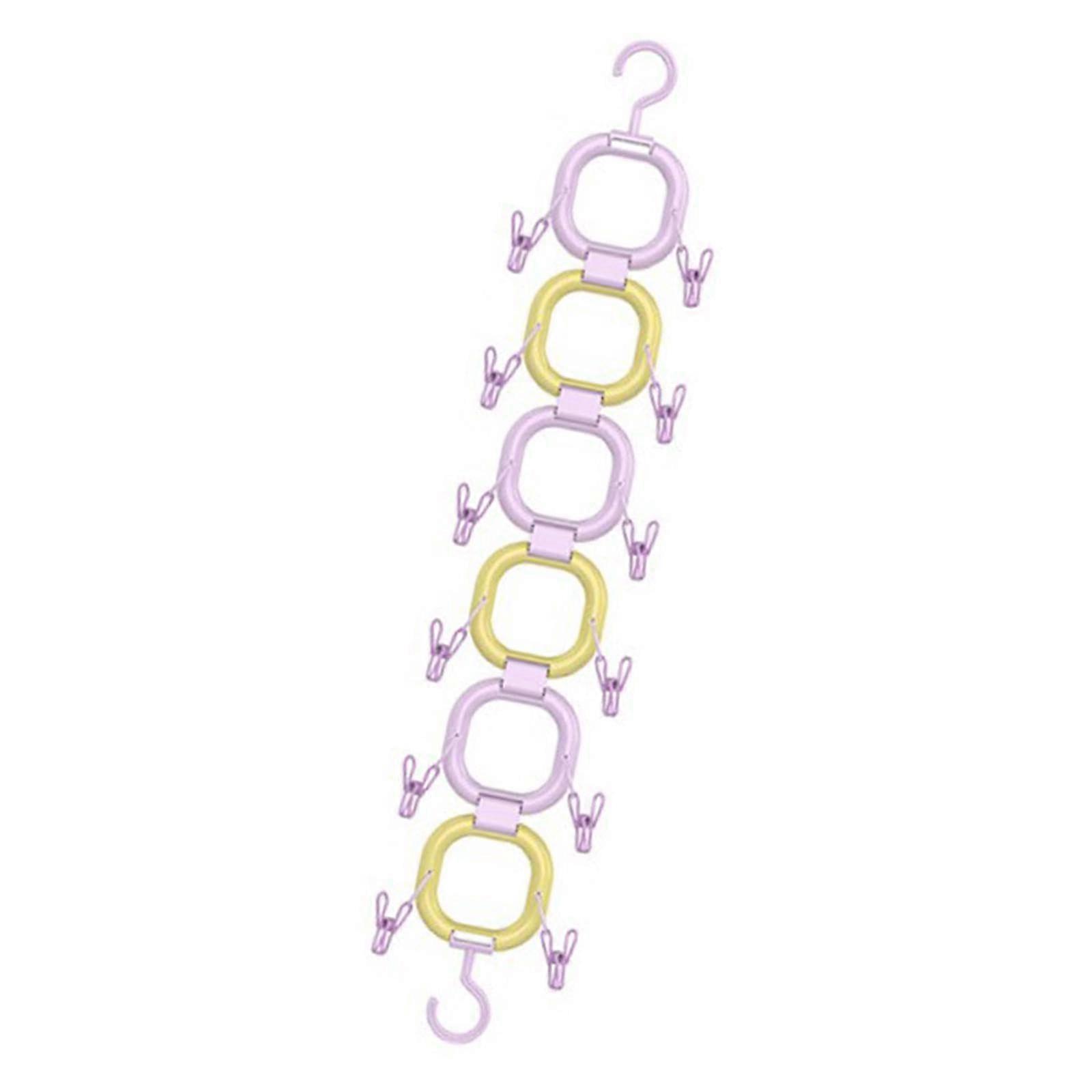 Doll Hanging Organizer, Dolls Storage Rack, Fabric 2Tier Display, Easy Hanging for Home, Purple and Yellow