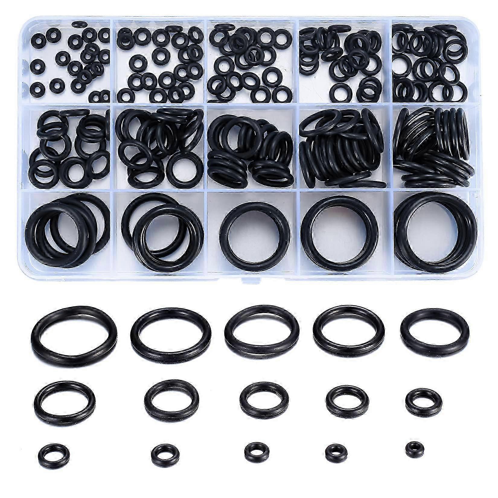200 Pcs O-Ring Gasket kit, Rubber Seals Washers Assortment Set, Ele...