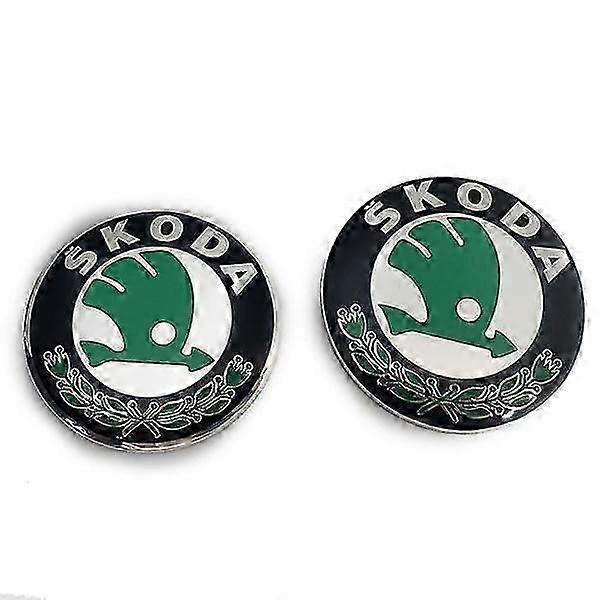 Car emblem 2 pcs for Skoda models 80 mm emblem hood and trunk