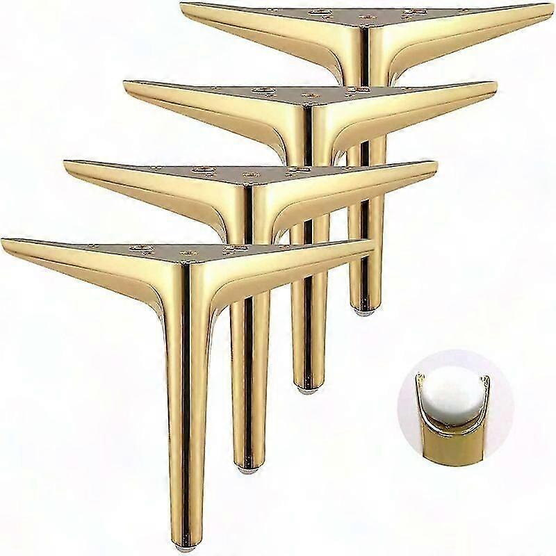 4 Gold Triangular Furniture Legs Set - Galva Polished for Cabinet, Sofa, Coffee Table & TV Stand (12cm)
