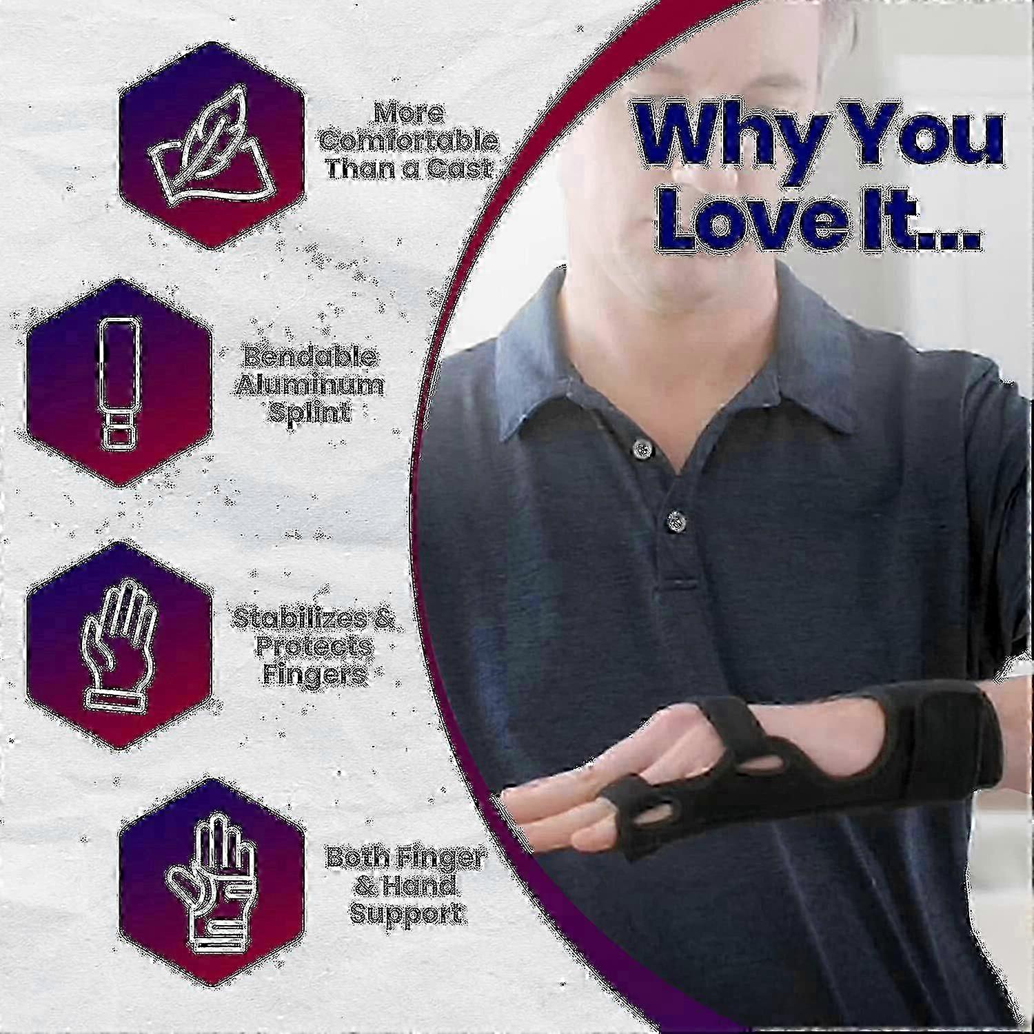 Metacarpal Finger Splint with Ulnar Gutter Support for Broken Finger Recovery and Hand Injury Therapy Device