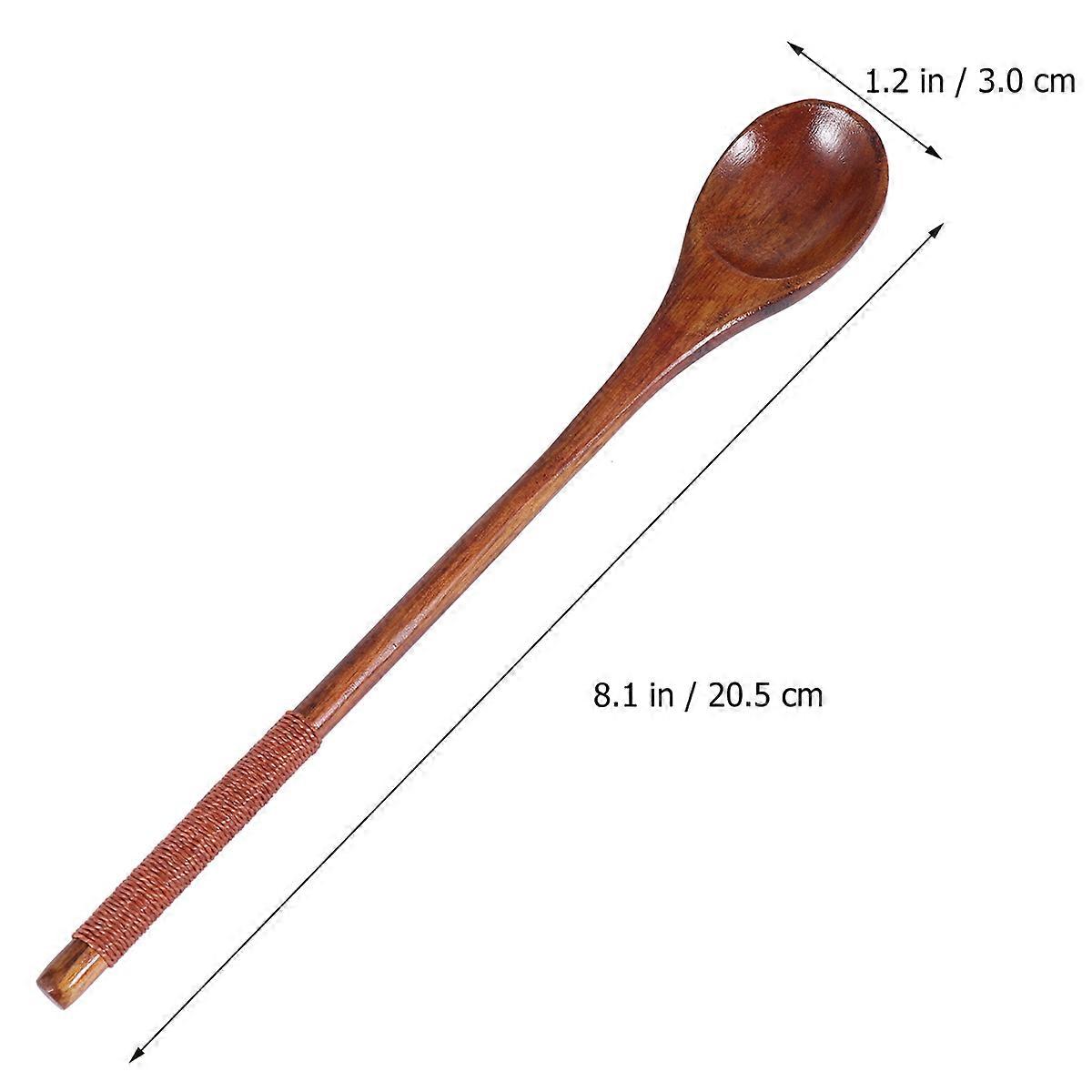 Wooden Spoons Set of 5 Pieces Brown Synthetic Material for Kitchen Use Long HandleSpoons Safe and 5pcs