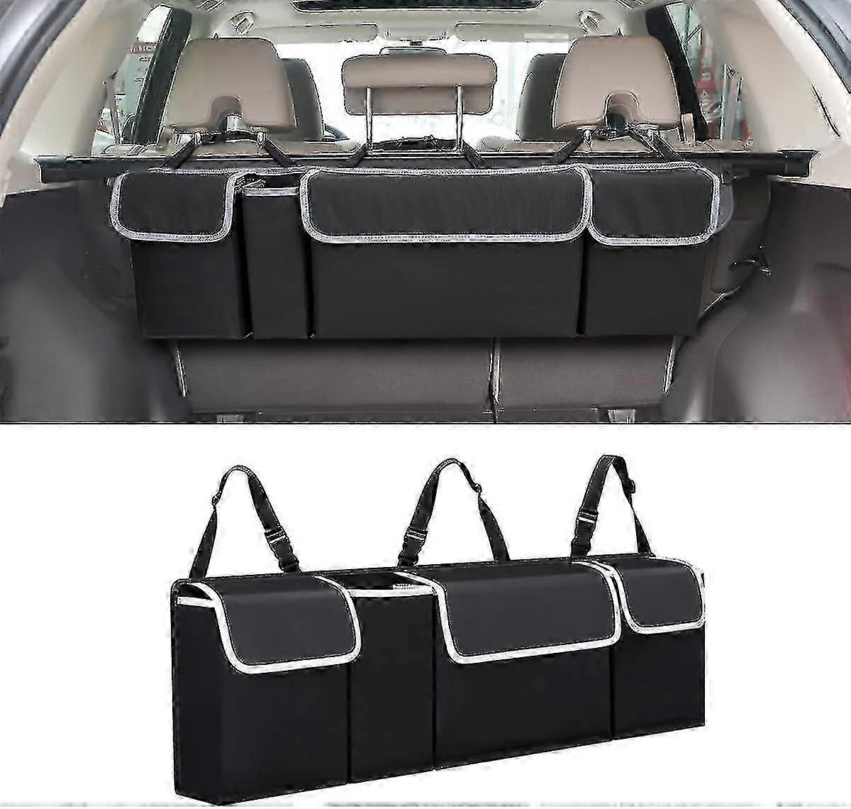 Car Trunk Organizer, Back Seat Hanging, Waterproof Foldable, 4 Pockets, for SUV/Truck/MPV